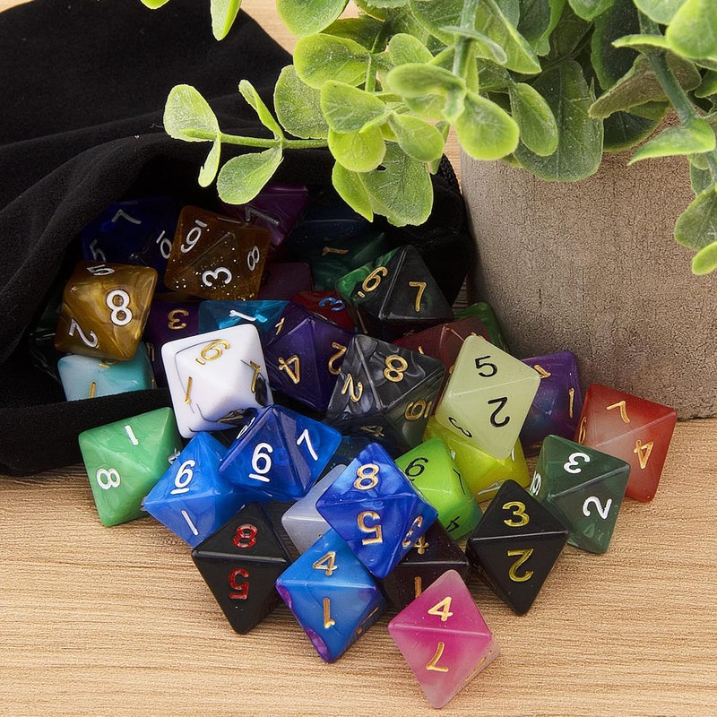 AUSTOR 42 Pieces Polyhedral Dice 8 Sided Game Dice Set Mixed Color Dices Assortment with a Black Velvet Storage Bag for DND RPG MTG Table Games - Image 4